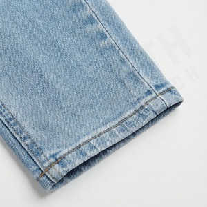 Jeans évasés à taille haute pour femmes, design perforé délavé, mode polyvalente de rue, pantalon en denim à jambe large et mince, plat - Product Image 6