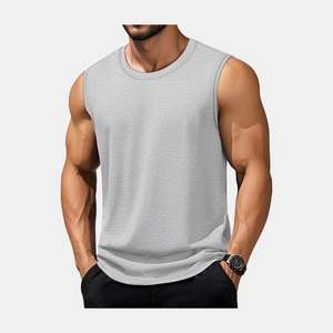 Camiseta de Hombre de Algodón 95% y Spandex 5%, Sin Mangas, Lisa, Elástica en 4 Direcciones, Algodón de 190 g/m², Tallas M a 3XL, Producción OEM/ODM, Corte Regular - Product Image 2
