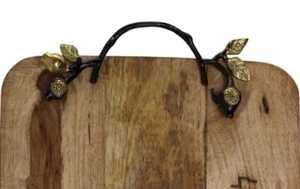 Tabla de Challah de Granada Personalizada, Elegante Bandeja Rectangular Reversible de Madera para Servir, Asas de Metal, Hecha a Mano, Gran Venta para Bodas - Product Image 4