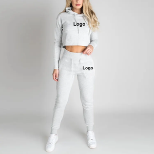 Logo personnalisé Acid Wash Maternité femmes deux pièces Bodycon survêtement ensemble avec fermeture éclair trou pour le pouce - Product Image 4