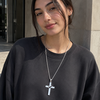 Collier Croix Colombe Sacrée ARNAN en Acier Inoxydable Plaqué Argent, Pendentif Spirituel Saint-Esprit, Bijou de Foi, Cadeau pour Femme