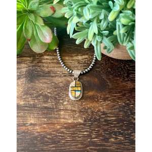 Victor Thompson Ethnic Style Multi Stone & Sterling Silver Inlay Pendant - Product Image 1