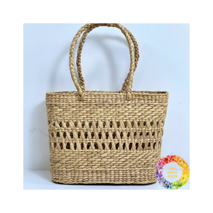 Bolso de mano de paja de algas marinas duradero tejido a mano con bolsillo interior, ideal para viajes de vacaciones de verano y salidas diarias al aire libre - Product Image 4