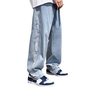 Jeans cargo hommes lâche droit Baggy pantalon de nettoyage hip hop Streetwear Skateboard neutre denim jambe large Denim pantalon - Product Image 4