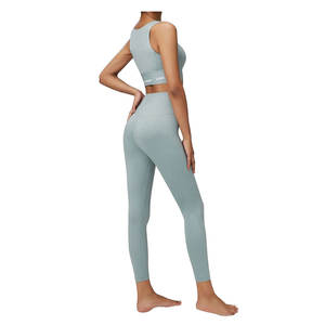 Customizable 2-Piece Seamless Gym Wear Yoga Set Solid <b>Pattern</b> Breathable Fitness Apparel Outdoor Bra <b>Leggings</b> Blank - Product Image 6