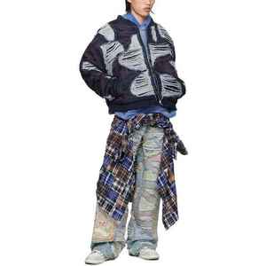 Veste en jean classique à points contrastés en coton avec décoration à boutons Veste en jean respirante pour hommes pour l'hiver, l'automne, l'été et le printemps - Product Image 1