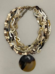 POLI Nouvelle Arrivée Buffalo Ox Corne Collier Poli Animal Style Os Bijoux Conception Naturelle Perles Femmes Filles Cadeaux De Mariage - Product Image 2