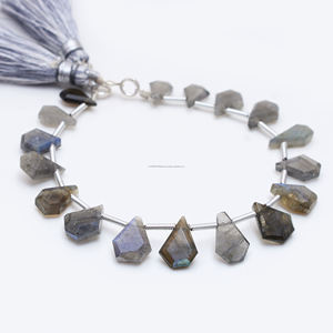 Perles multi-pierres précieuses de forme géométrique lisse en Labradorite naturelle fine de 6 "pouces 9x7 à 11x7 MM pour la fabrication de bijoux - Product Image 2
