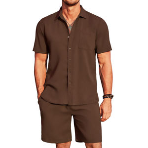 2024 logotipo personalizado camiseta pantalones cortos conjunto para hombres transpirable Casual verano corto Bolsillo grande de talla grande media manga-2 piezas conjuntos para hombres - Product Image 1