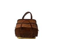 Sac de voyage vintage en cuir véritable de forme tonneau avec fermeture éclair, deux sangles et doublure en toile