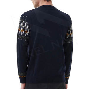 Pull en coton et polyester jacquard respirant personnalisé avec logo, tricoté à la main, épais, pour homme, automne-hiver - Product Image 5