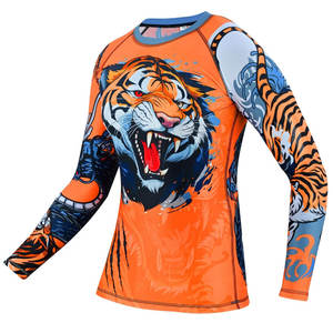 Mens Fitness Imprimir Costura Compresión de manga larga Deportes Correr Entrenamiento Rash Guard Secado rápido Medias de alta elasticidad - Product Image 5