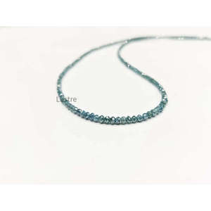 Collar de Cuentas Finas de Diamante Azul Facetado, Cuentas Naturales Azules de 1.8-2.4 mm, Hilo de 16 Pulgadas - Product Image 2
