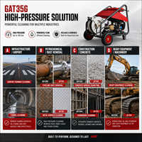 Unité de nettoyage à haute pression à essence 24HP 400bar 5800psi pour le traitement des surfaces métalliques, l'élimination de la rouille des tuyaux et l'entretien des ponts