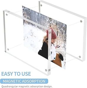 Artfulcosmos - Marco de Fotos Acrílico Transparente de 6x8 Pulgadas, Soporte Magnético de Doble Cara para Fotos de Escritorio - Product Image 2