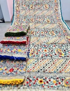 ผ้าคลุมไหล่แบบอินเดียลายปักฟุลคารีสำหรับผู้หญิง ผ้าคลุมไหล่ฟุลคารีแบบหนา ผ้าคลุมศีรษะแบบฮิญาบ  สินค้ามาใหม่ สำหรับงานปาร์ตี้และงานแต่งงาน - Product Image 3