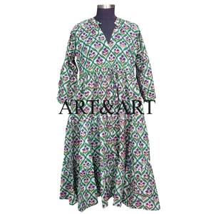 Vestidos Casuales al por Mayor para Mujer, Cuello en V, Manga 3/4, Cintura Natural, 100% Algodón Lavable para Salidas Informales - Product Image 1