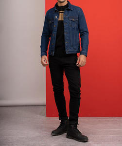 แจ็กเก็ตกันลมผ้ายีนส์สีฟ้าของผู้ชายแบบปรับแต่งได้ปกตั้งได้ลายตัวอักษรโลโก้ด้านหน้าสำหรับฤดูหนาว - Product Image 6