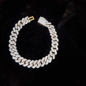 Bijoux Hip Hop 6mm or blanc 925 argent Sterling VVS Moissanite diamant glacé cubain lien pour Bracelet mode manchette pour - Product Image 1