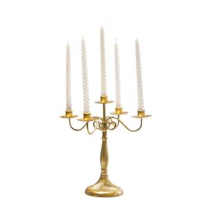 Support de bougie de table de mariage vintage à 5 bras en aluminium argenté, candélabre en métal poli pour la décoration de table et d'événements à domicile - Product Image 4