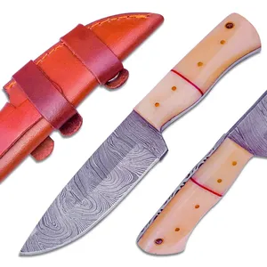 2024 Couteau en acier damas de camping fabriqué à la main avec couteau de chasse en acier damas à lame fixe avec taille et forme personnalisées