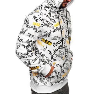 Sudadera con capucha informal para hombre, manga larga, invierno, algodón grueso, estampado, ropa de sublimación, sudadera teñida Lisa para hombre con OEM - Product Image 5