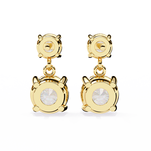 Boucles d'oreilles en or rose jaune et blanc 14 carats avec diamants de laboratoire ronds à 4 griffes double solitaire - Product Image 5