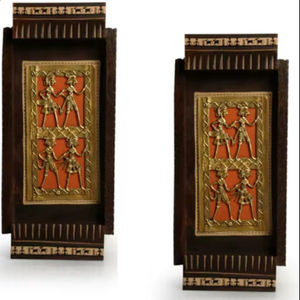 Tribal Dhokra <b>Art</b> Handcrafted Wall Decor Hanging In Mango Wood Handcarved Wood Wall Decor Design for Farmhouse and Country style - Product Image 1