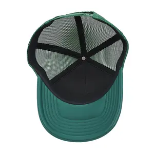 Gorra de camionero de espuma personalizada Gorra de camionero de perfil medio de color verde de alta calidad con ala curva de 5 paneles Gorra de camionero hecha en Vietnam - Product Image 6