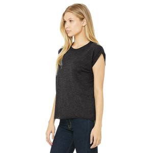 Bella Canvas 8804, camiseta de músculo fluido para mujer con puño enrollado, ajuste drapeado relajado, puño enrollado, dobladillo inferior crudo, camiseta transpirable fluida - Product Image 5