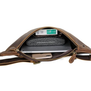 Nouvel arrivage de sac de taille en cuir véritable sac banane décontracté à bandoulière écologique avec fermeture à glissière pour le voyage et le camping - Product Image 5