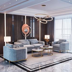 Tapicería moderna para sala de estar, apartamento contemporáneo, tocador curvo de terciopelo, sofá de salón para el hogar, 1 + 2 + 3 juegos, sofá Seccional de tela - Product Image 6