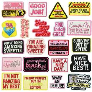 Parche Bordado Hecho a Mano con Letras Inglesas Estilo Vaquero Occidental, de Nailon con Impresión Digital y Lentejuelas Termoadhesivas, Personalizado, Unisex - Product Image 1