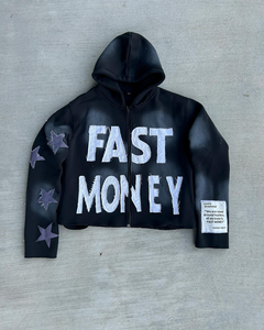 Ventes chaudes d'hiver, sweats à capuche de haute qualité, effet délavé au soleil, bord brut, broderie de patch, logo personnalisé cinq étoiles, sweats à capuche zippés - Product Image 2