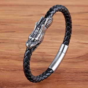 मेनेम थोक चीनी ड्रैगन हेड गोल्ड प्लेटेड ट्रेंडी अद्वितीय ब्राएडेड चूड़ियों पुरुषों के लिए उच्च अंत ठंडा क्लासिक सर्वश्रेष्ठ उपहार - Product Image 4