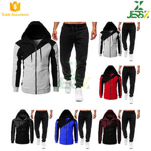 Mens Hoodies Sports Zip Tracksuit Set Fashionable <b>Workout</b> Sweatsuit Patchwork <b>Jackets</b> Pants 2 Piece Activewear Set - Product Image 6