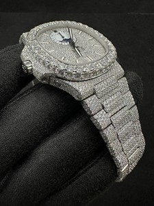Montre de luxe sertie de diamants Moissanite VVS tendance, entièrement pavée, en acier inoxydable, pour homme, style hip-hop, bling bling - Product Image 4
