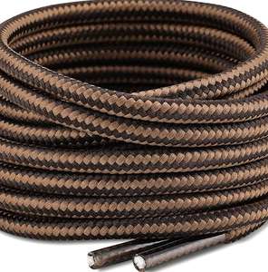 Lacets personnalisés 32 marron tressés 5mm écologiques 100% cordons de cordon de serrage en polyester pointe en plastique personnalisée pour les sweats à capuche de vêtements de sport - Product Image 2