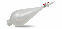Entonnoir de séparation en forme de poire pour laboratoire, en polypropylène blanc, avec robinet de sécurité gradué, capacité 250 ml, contrôlé