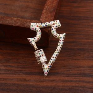 Abalorios de bloqueo de símbolo de rupia de Plata de Ley 925 con colgantes y abalorios finos de CZ multicolor para collar de moda fabricante directo - Product Image 6