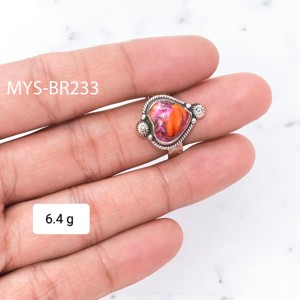 Rosa ostra turquesa piedra preciosa excelente diseño en forma de corazón al por mayor 925 anillos de plata y joyería - Product Image 1