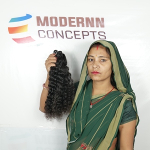 ผมต่อแบบ Remy แท้ 100% แบบลอนคลื่นธรรมชาติ สีดำ จัดเรียงเกล็ดผมอย่างดี ผมแท้จากวัดอินเดีย แบบลอนลึก - Product Image 2