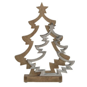 Estatua decorativa de estrella de aluminio moderna con base de madera de mango, figurita de estrella de Metal hecha a mano, Juego de 2 para decoración de Mesa del hogar - Product Image 4