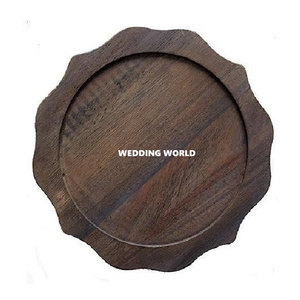 Nueva Mesa recubierta de Color marrón decorar placa de madera forma redonda diseñador de lujo utensilios de cocina hechos a mano placa de madera al por mayor - Product Image 1