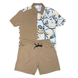 2025 haute qualité 100% coton respirant décontracté Polo Style personnalisé t-shirt et short 2 pièces unisexe ensembles de vêtements d'été - Product Image 1