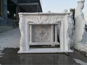 Cheminée autoportante élégante de luxe en marbre blanc sculpté Cheminée en pierre naturelle Foyer de cheminée pour salon et villas - Product Image 3