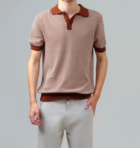 Camiseta Deportiva de Manga Corta para Hombre, Personalizada, Ecológica, de Secado Rápido, de Algodón/Poliéster, con Patrón Sólido, Transpirable, para Actividades al Aire Libre, con Cuello Alto - Product Image 1