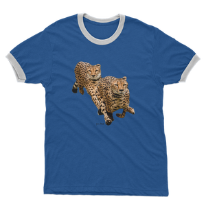 Cheetah Brothers Adult Ringer T-<b>Shirt</b> 100% Cotton Jersey Loose Fit 280 Gram Fabric Weight <b>Compressed</b> with Pattern Design - Product Image 4
