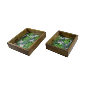 Plateau de service en bois décoratif, plateau de service pour le thé et le café, plateau de service en bois classique, plateau de service en bois avec finition émaillée - Product Image 4