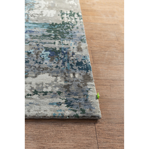 Tapis en laine et soie de bambou noués à la main Kavi gris et noir - Esk-439 pour la décoration intérieure, la salle à manger et les projets extérieurs - Product Image 4